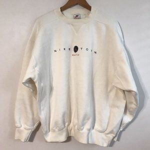 Vintage 90s Nike Town Seattle White Embroidered Swoosh Men's Large Sweatshirt